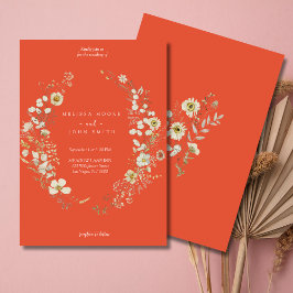 Convite Casamento de Terracotta White Rustic Boho Wildflow