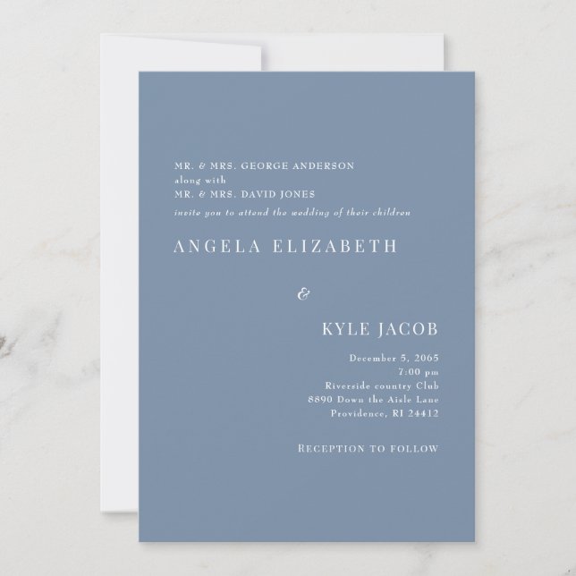 Convite Casamento de Texto Branco Simples e Elegante (Frente)