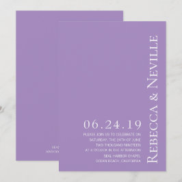 Convite Casamento de Texto de Lavanda Elegante Minimalista