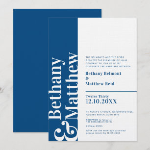 Convite Casamento de texto gráfico branco azul-escuro min