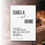 Convite Casamento de Texto Personalizado Preto Moderno e N<br><div class="desc">Este moderno convite para o casamento apresenta um texto personalizado preto elegante sobre um fundo branco nítido, incorporando a essência do minimalismo. O design é elegante e eterno, perfeito para casais que apreciam simplicidade e sofisticação. Descubra mais essências de casamento em nossa coleção, incluindo cartões de salvamento, programas, menus, adesivos,...</div>