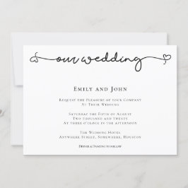 Convite Casamento de Texto Preto com Script de Swash do Co