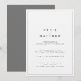 Convite Casamento de texto vertical mínimo em branco de ci