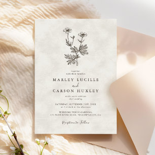 Convite Casamento de Textura de Fusca de Flor Selvagem Min