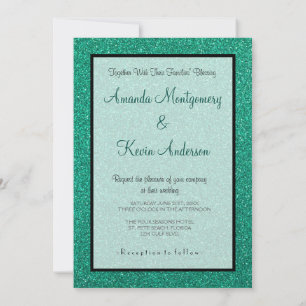 Convite Casamento de textura verde cintilante