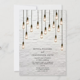 Convite Casamento de tijolos Brancos Brancos com Lâmpadas