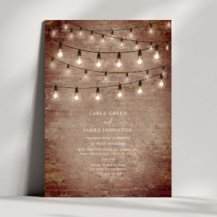 Convite Casamento de Tijolos Industriais com Luzes de Cord