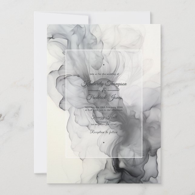 Convite Casamento de tinta branca e negra (Frente)