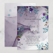 Casamento De Tinta De Álcool Botânico De Teal Roxo