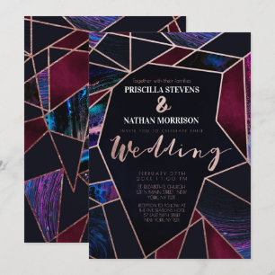 Convite Casamento de Tinta Líquida Rosa Luxuriosa