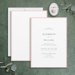 Convite Casamento de Tipografia Branca e Rosa-Esmagada Ele<br><div class="desc">Um belo convite de casamento de tipografia para um verão ou casamento outono! Este belo e elegante design apresenta uma borda rosa pincelada em torno de um convite branco, com a tipografia moderna em preto suave. Uma design simples e minimalista. Muito obrigado por apoiar a nossa pequena empresa, que apreciamos...</div>