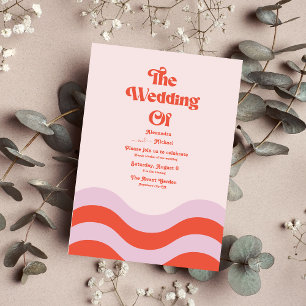 Convite Casamento De Tipografia Cor-de-Rosa E Laranja Mode