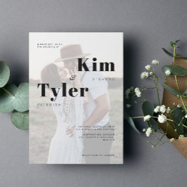 Convite Casamento de tipografia de camada de fotos moderna