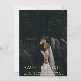 Convite Casamento de Tipografia Dourada Elegante e Simples