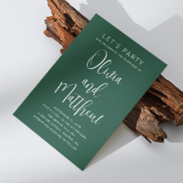 Convite Casamento de tipografia esmeralda verde + QR