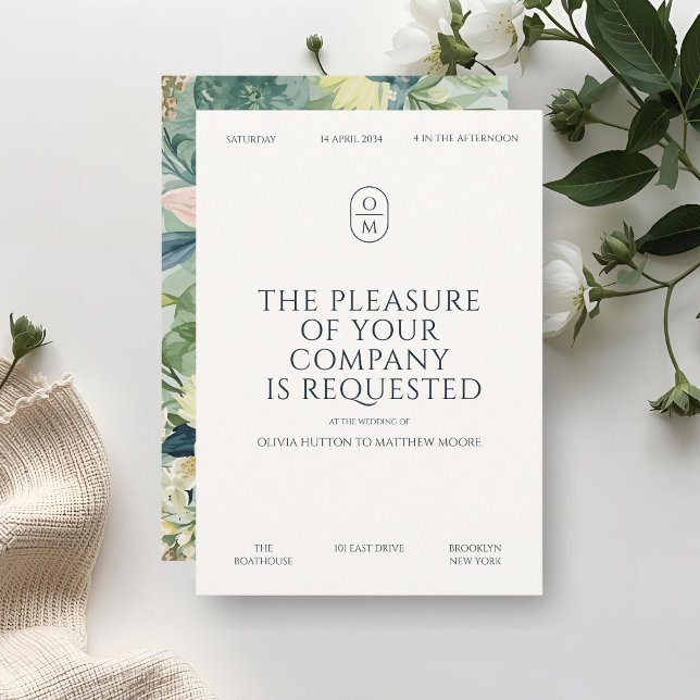 Convite Casamento de Tipografia Minimal Chic Monograma  (Criador carregado)