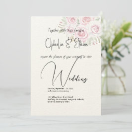 Convite Casamento de Tipografia Moderna com Aquarela Flora