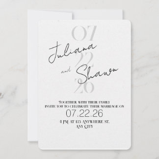 Convite Casamento de Tipografia Negrito Minimalista Modern