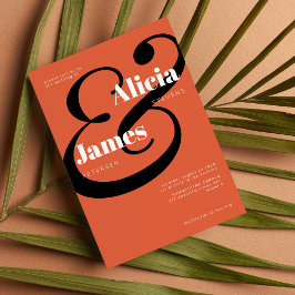 Convite Casamento de tipografia negro e brilhante negro e 