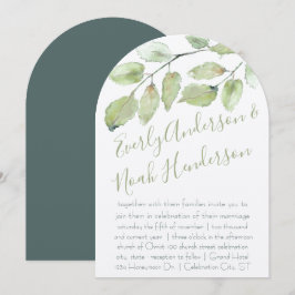 Convite Casamento de Tipografia Neo Mint Greenery Outono