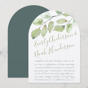 Convite Casamento de Tipografia Neo Mint Greenery Outono