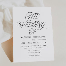 Convite Casamento de Tipografia Preta Moderna e Elegante