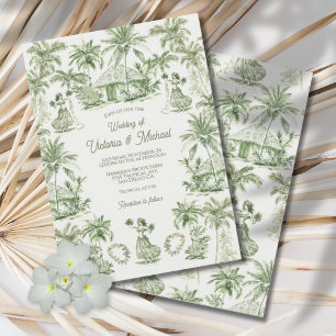 Convite Casamento de Toile Tropical Hawaiian Island