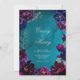Convite Casamento de Tom Azul-Jewel Azul-Apphire