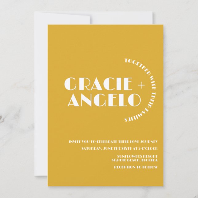 Convite Casamento de Toneladas Azuis de Mostarda Minimalis (Frente)