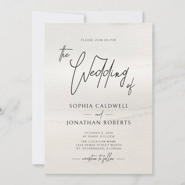Convite Casamento de Tons Terrestres com Script Manuscrito (Frente)