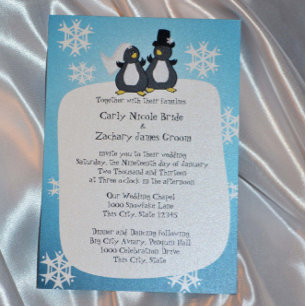 Convite Casamento de Toon do pinguim do floco de neve
