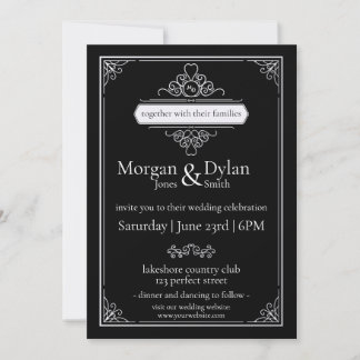 Convite Casamento de Trabalho de Rolagem Moderna Elegante