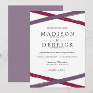 Convite Casamento de Traços de Pincel Moderno   Lavanda Be