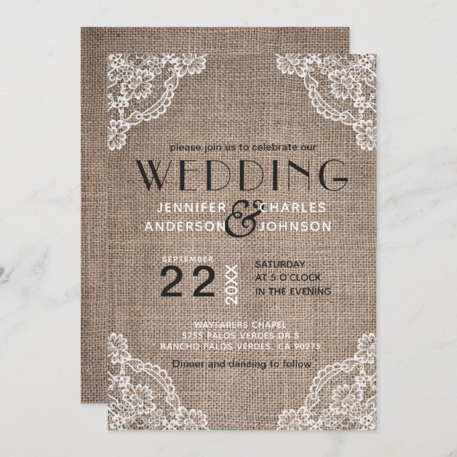 Convite Casamento de trama de Tecido do Invólucro Russo do (Frente/Verso)