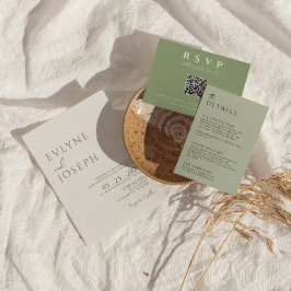 Convite Casamento de Trendy Boho Minimalista Elegante Sage