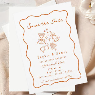 Convite Casamento de Trendy Dodle Whimsical Laranja