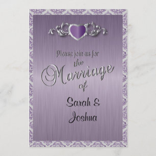 Convite Casamento de Trendy Moderno em um Damasco Roxo Ame