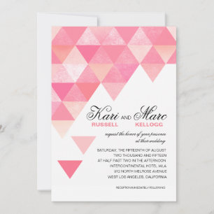 Convite Casamento de triângulos geométricos mauve rosa