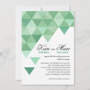 Convite Casamento de triângulos geométricos verde de me