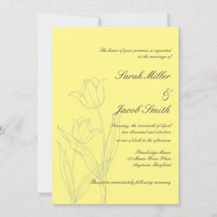 Convite Casamento de Tulip Minimalista Amarelo Suave e Cin