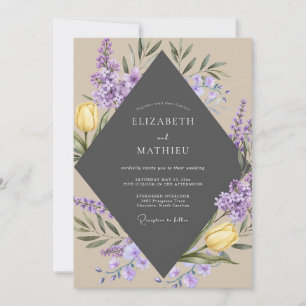 Convite Casamento de Tulipa Eucalipto Roxo Carvão