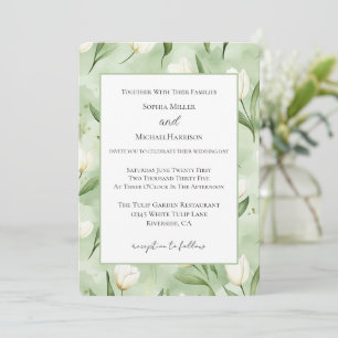 Convite Casamento de Tulipas Brancas Verdes Bonitas
