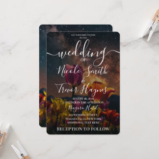 Convite Casamento de Tulipas Cósmicas Personalizadas