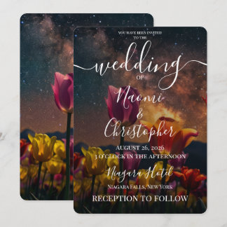 Convite Casamento de Tulipas Cósmicas Personalizadas
