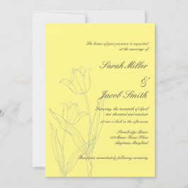 Convite Casamento de Tulipas Minimalista Amarelo Suave e C