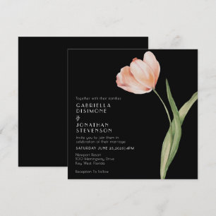 Convite Casamento de Tulpa de Aquarela de Pêssego Elegante