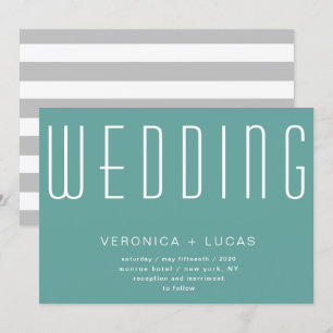 Convite Casamento de Turquesa Moderno Minimalista