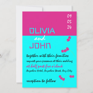 Convite Casamento de turquesa rosa