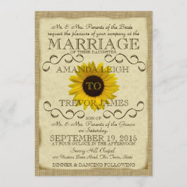 Convite Casamento de Typografia de Sunflower Vintage