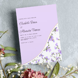Convite Casamento de vassoura-de-lavanda branca Elegante